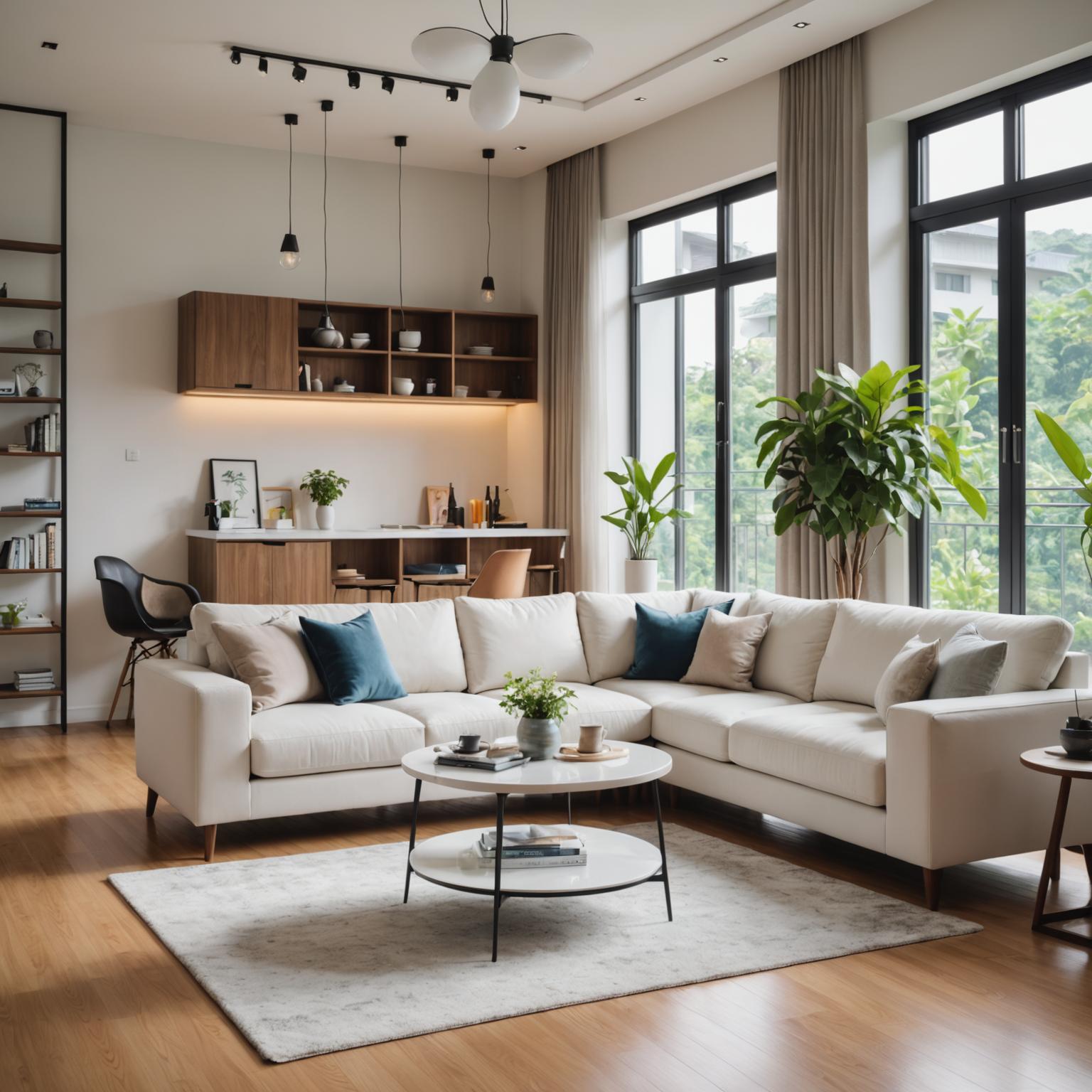 Tidy living room after residential cleaning