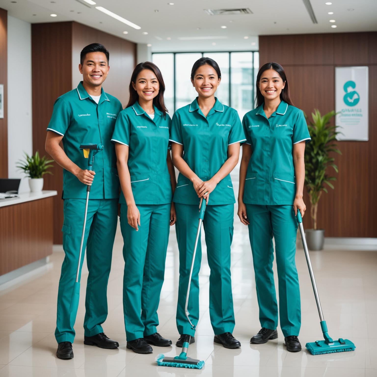 Pristine Edge cleaning team in branded uniforms